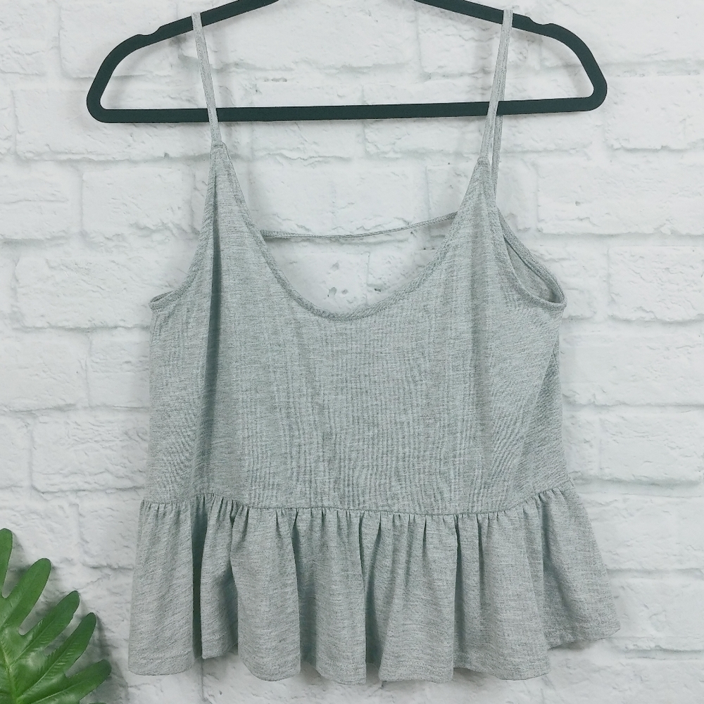 H & M DIVIDED Peplum Crop Top Grey Medium